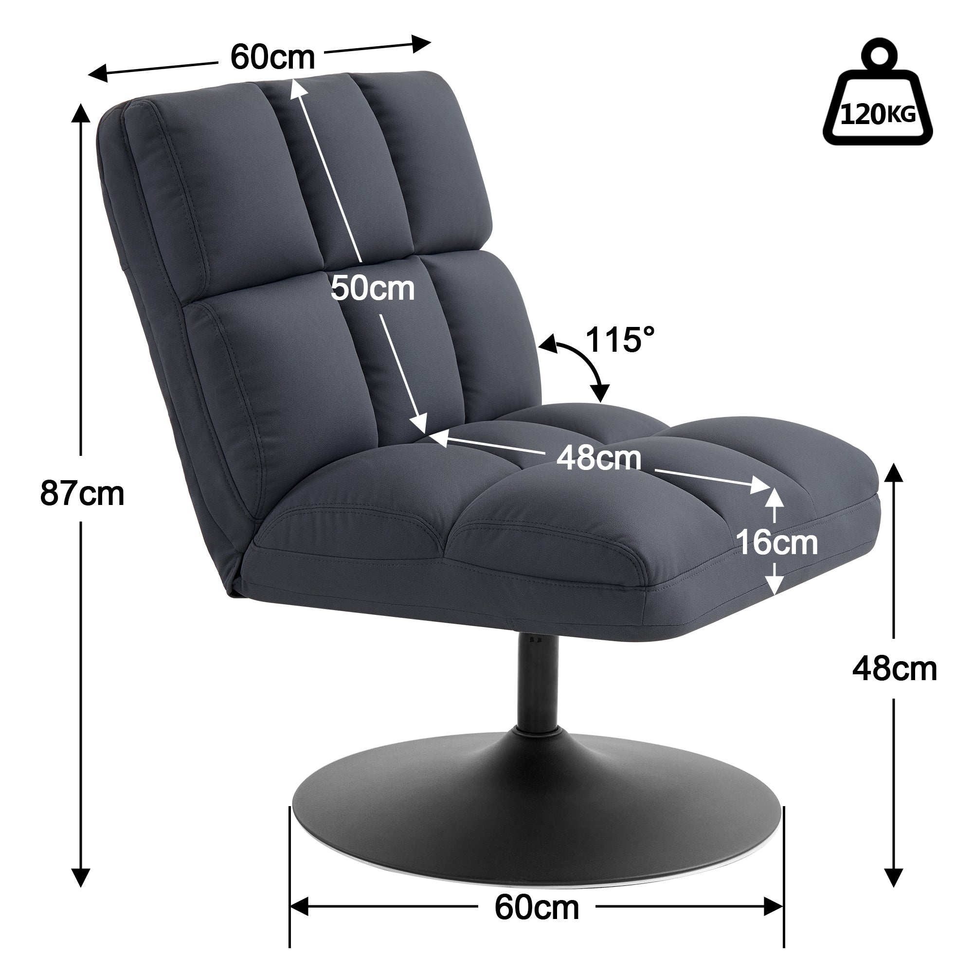 MCombo Poltrona girevole moderna – poltroncina cocktail, poltrona lounge, poltrona relax, poltrona club per soggiorno e camera da letto – tessuto in microfibra, 4812
