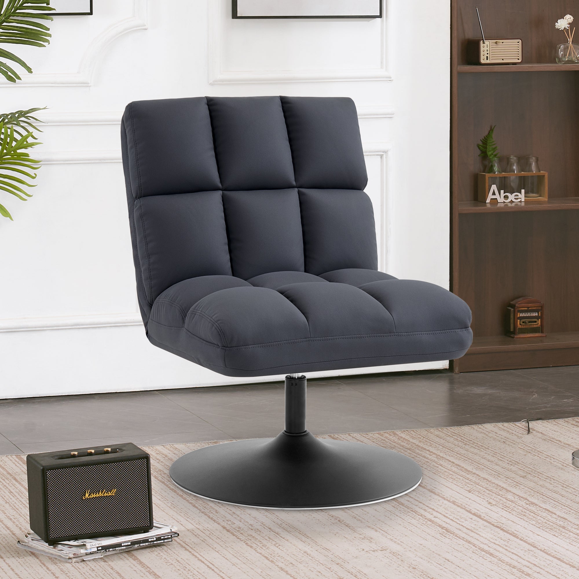 MCombo Poltrona girevole moderna – poltroncina cocktail, poltrona lounge, poltrona relax, poltrona club per soggiorno e camera da letto – tessuto in microfibra, 4812