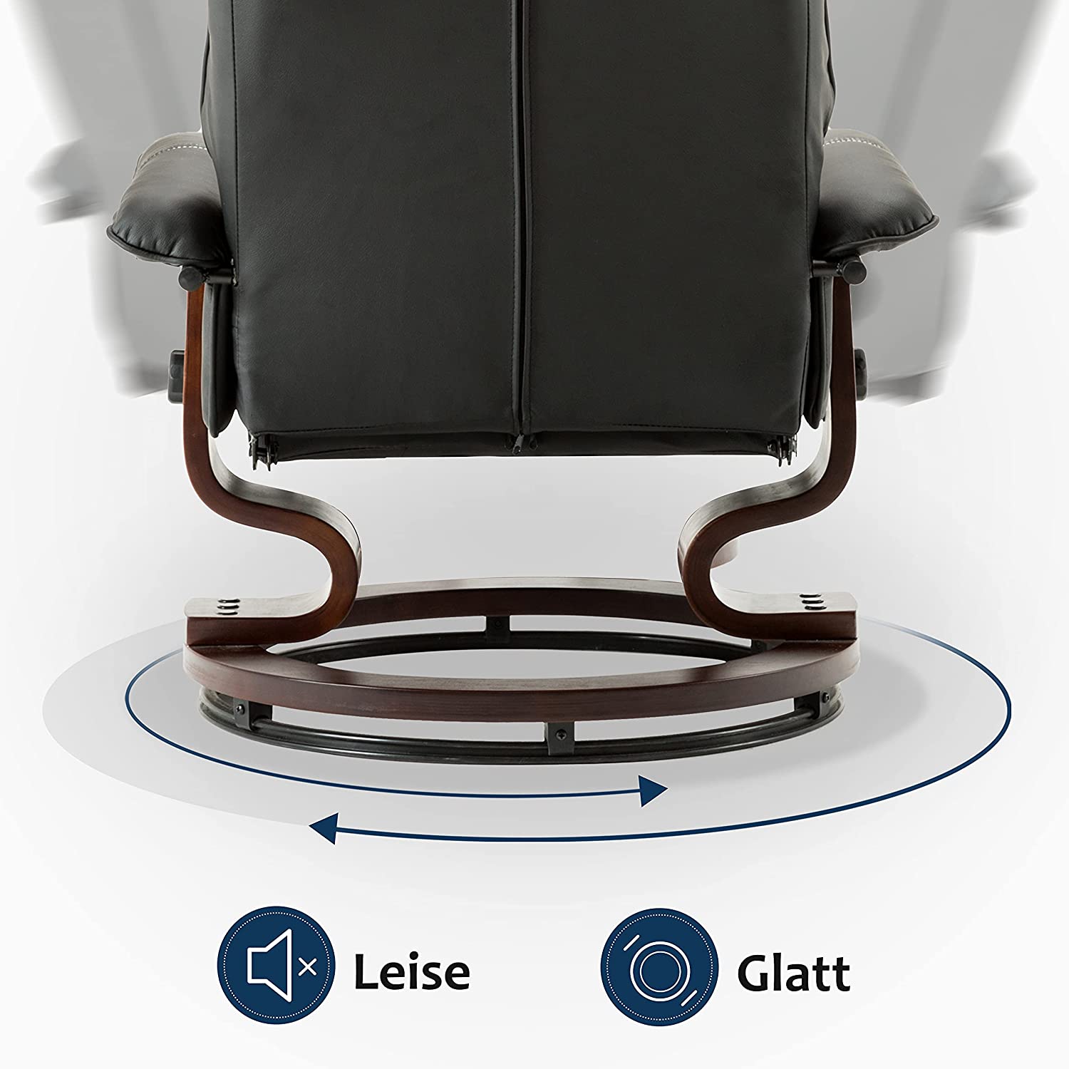 MCombo Poltrona relax con poggiapiedi, poltrona TV girevole a 360° con funzione reclinabile, poltrona TV con portata massima di 120 kg, moderna poltrona lounge per soggiorno, 9019