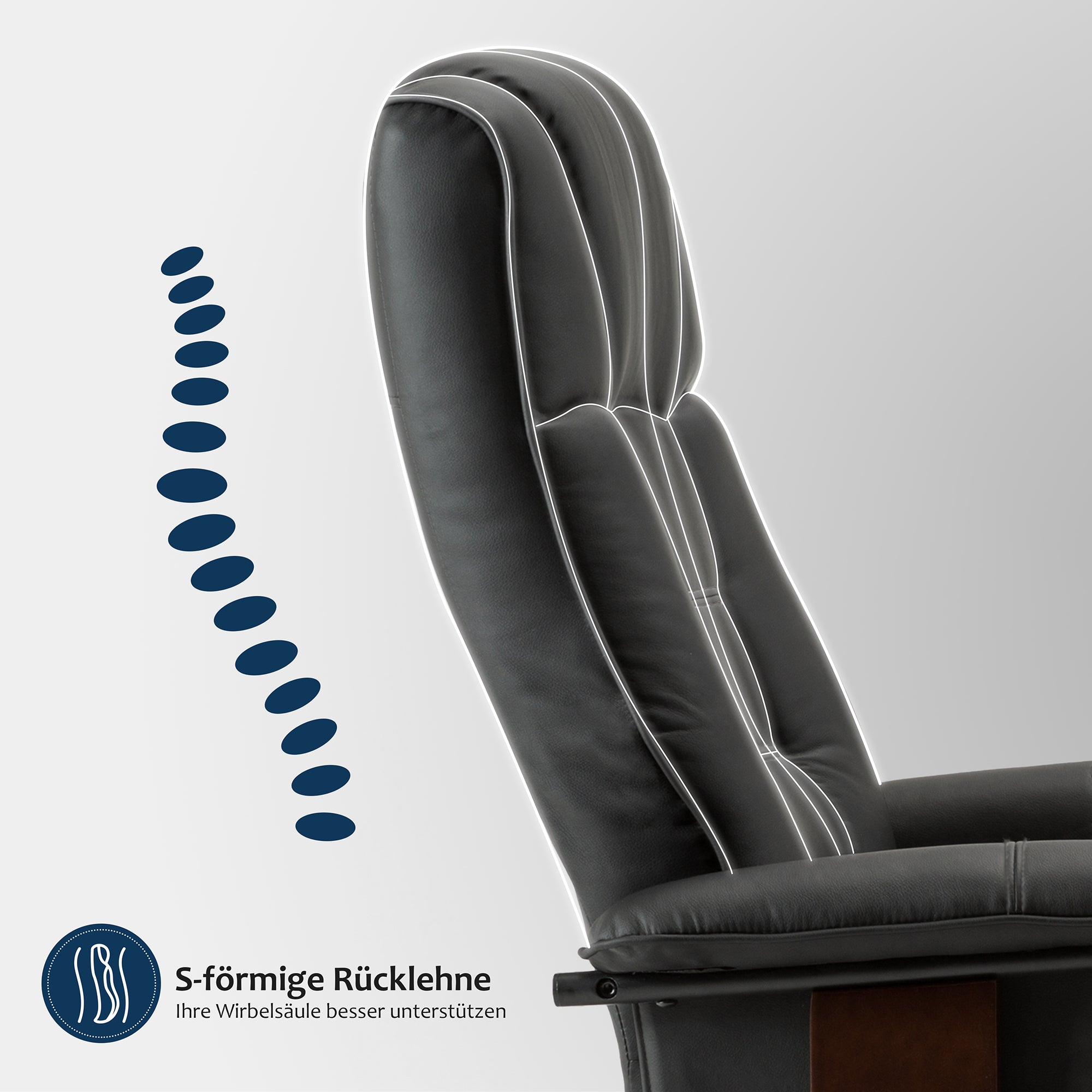 MCombo Poltrona relax con poggiapiedi, poltrona TV girevole a 360° con funzione reclinabile, poltrona TV con portata massima di 120 kg, moderna poltrona lounge per soggiorno, 9019