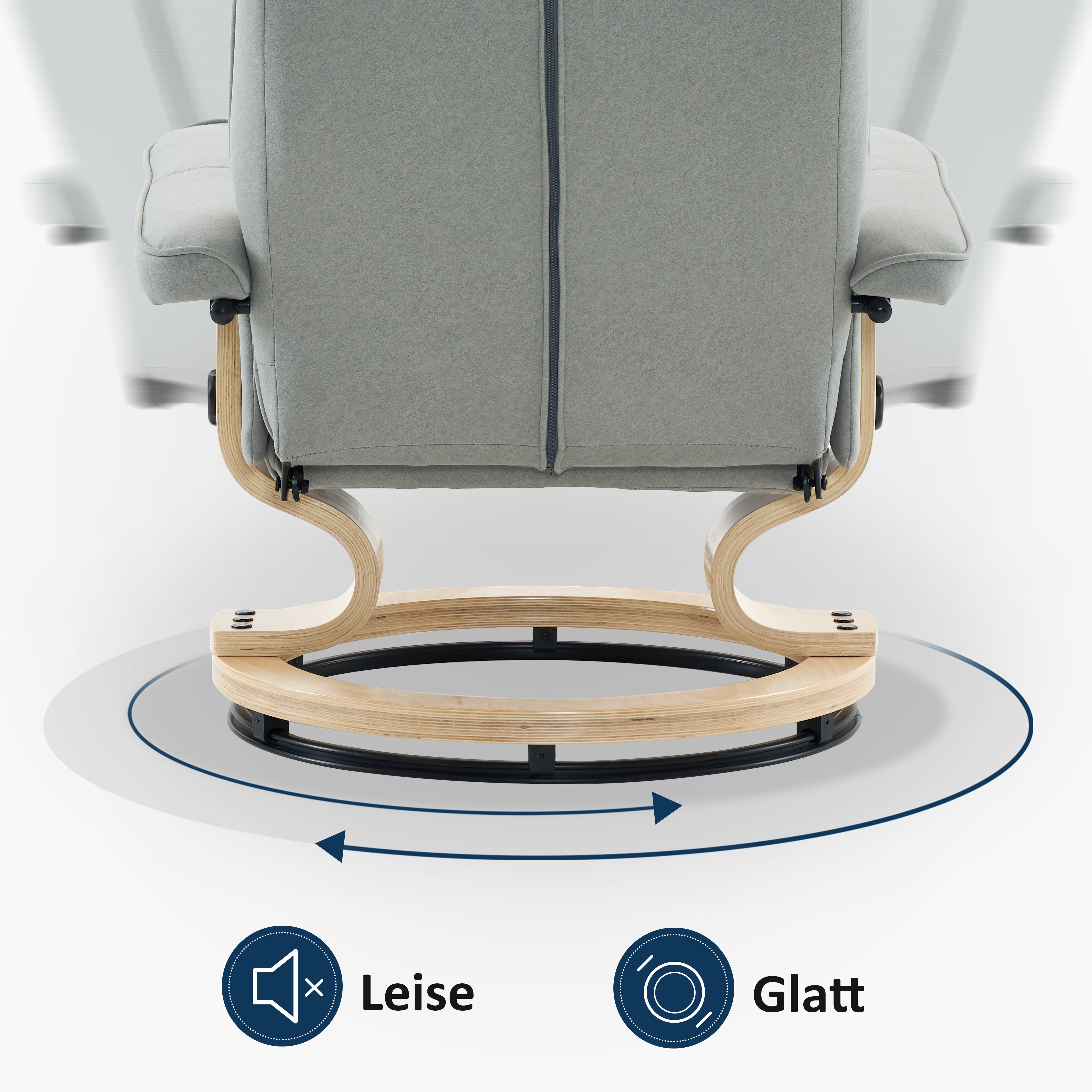 MCombo Poltrona relax con poggiapiedi, poltrona TV girevole a 360° con funzione reclinabile, poltrona TV con portata massima di 120 kg, moderna poltrona lounge per soggiorno, 9019