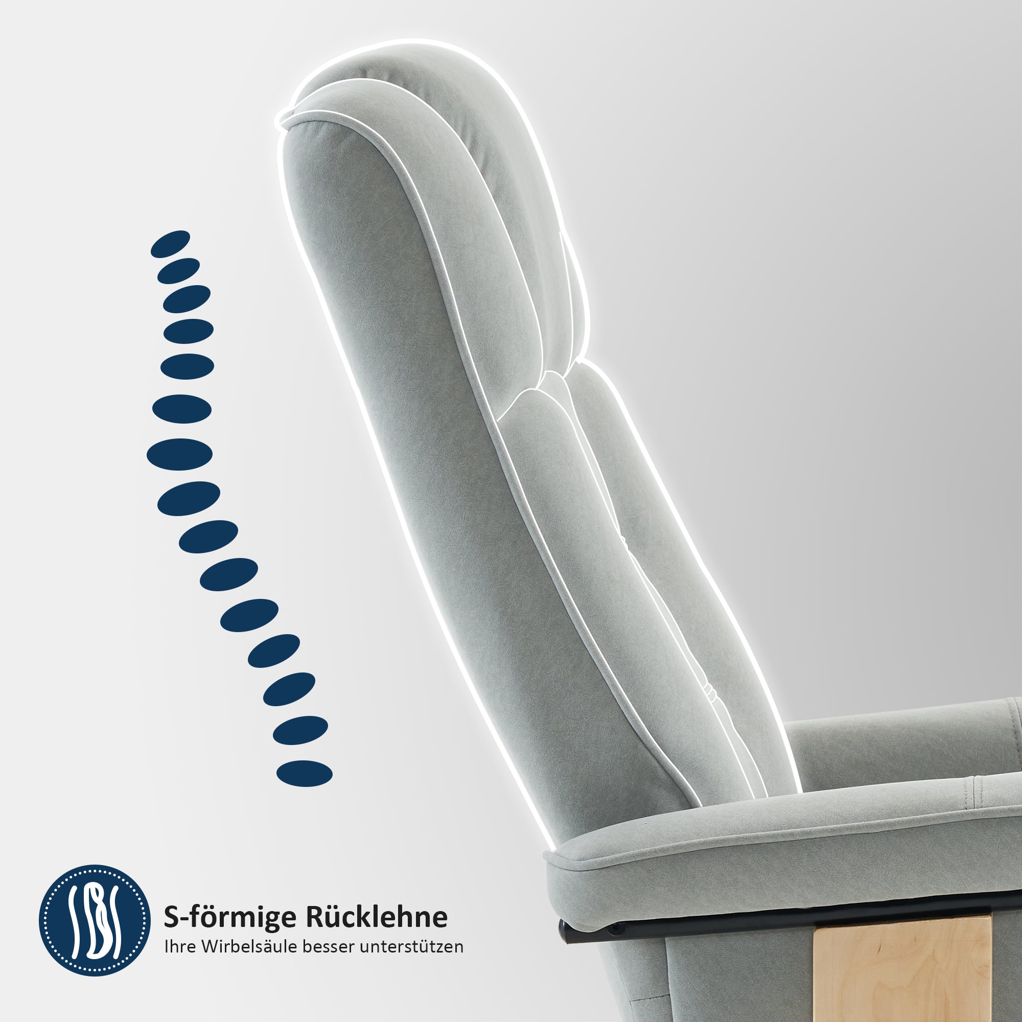MCombo Poltrona relax con poggiapiedi, poltrona TV girevole a 360° con funzione reclinabile, poltrona TV con portata massima di 120 kg, moderna poltrona lounge per soggiorno, 9019