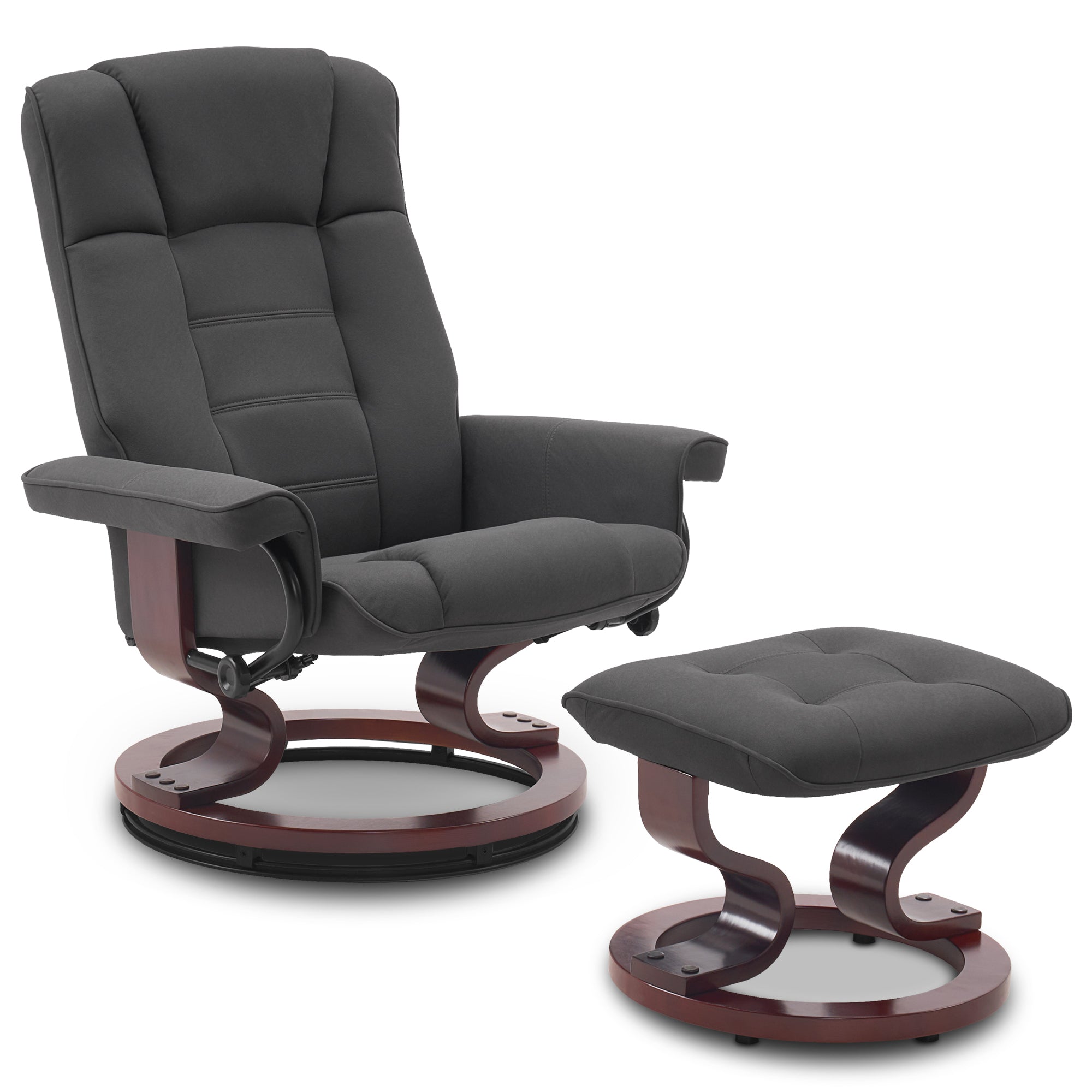 MCombo Poltrona relax con poggiapiedi, poltrona TV girevole a 360° con funzione reclinabile, poltrona TV con portata massima di 120 kg, moderna poltrona lounge per soggiorno, 9019