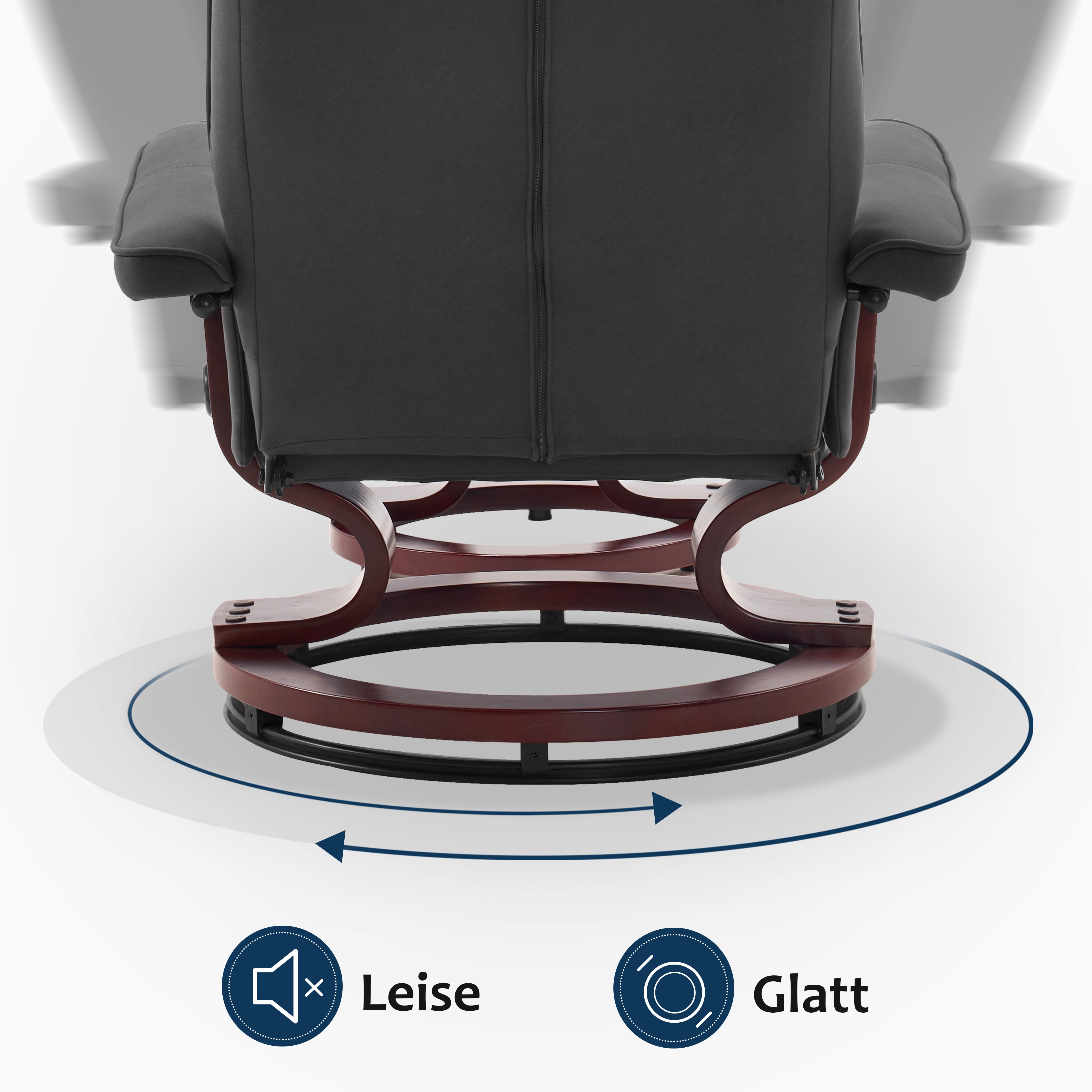MCombo Poltrona relax con poggiapiedi, poltrona TV girevole a 360° con funzione reclinabile, poltrona TV con portata massima di 120 kg, moderna poltrona lounge per soggiorno, 9019