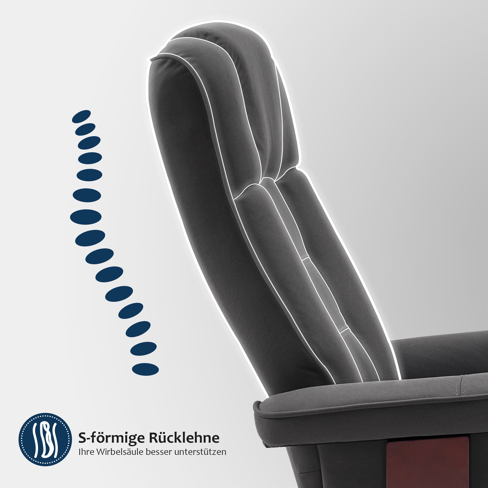 MCombo Poltrona relax con poggiapiedi, poltrona TV girevole a 360° con funzione reclinabile, poltrona TV con portata massima di 120 kg, moderna poltrona lounge per soggiorno, 9019