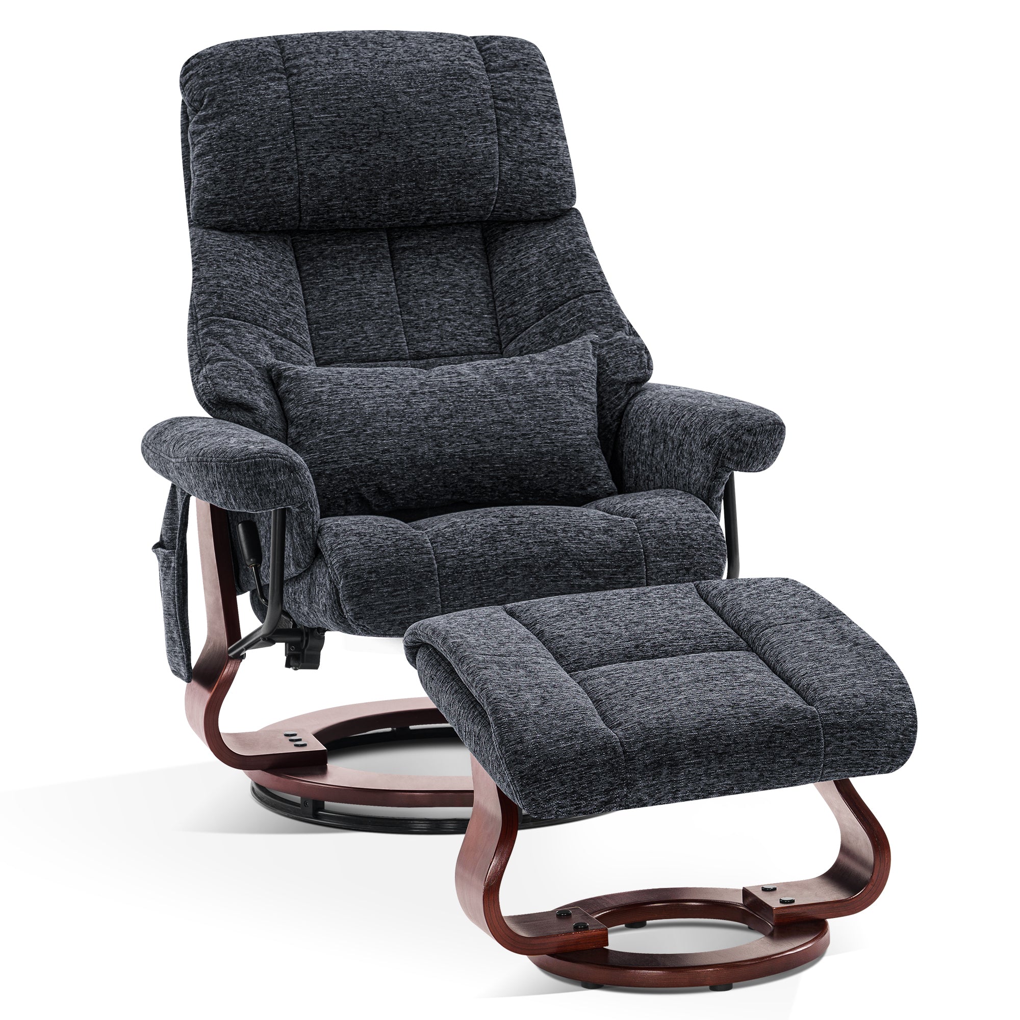 MCombo Poltrona relax con poggiapiedi, poltrona TV girevole a 360° con funzione reclinabile, portata massima 120 kg, moderna poltrona lounge per soggiorno, 9066