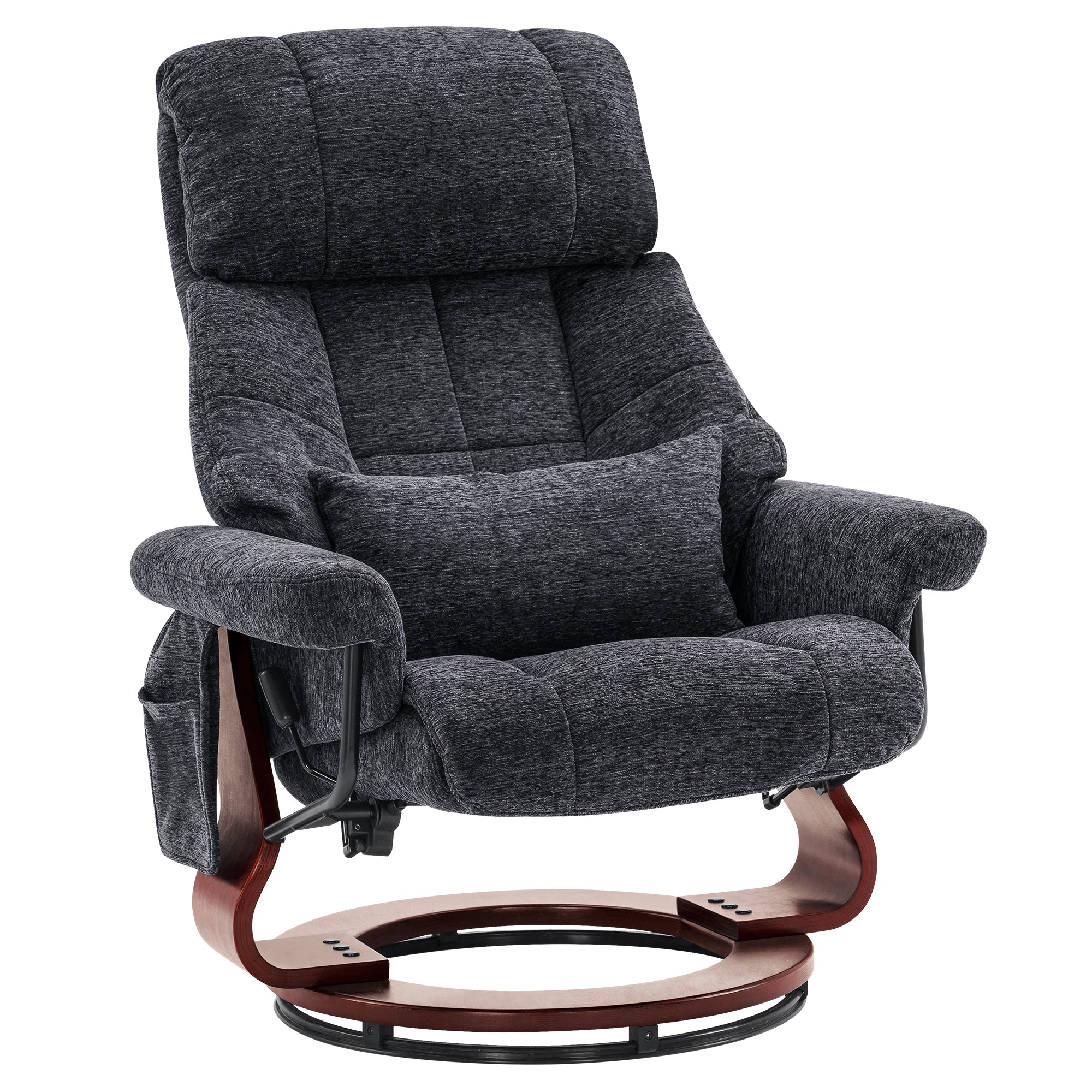 MCombo Poltrona relax con poggiapiedi, poltrona TV girevole a 360° con funzione reclinabile, portata massima 120 kg, moderna poltrona lounge per soggiorno, 9066