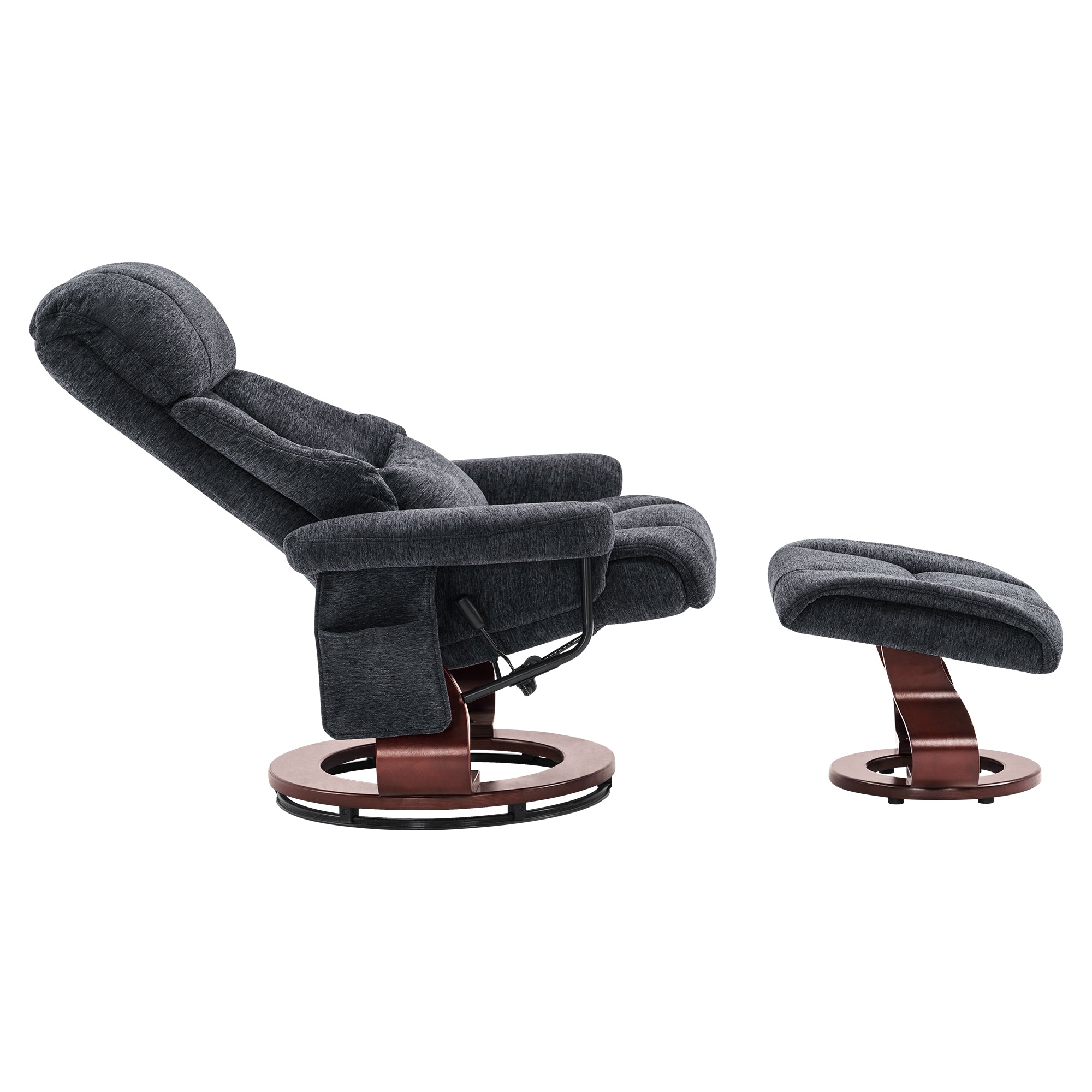 MCombo Poltrona relax con poggiapiedi, poltrona TV girevole a 360° con funzione reclinabile, portata massima 120 kg, moderna poltrona lounge per soggiorno, 9066
