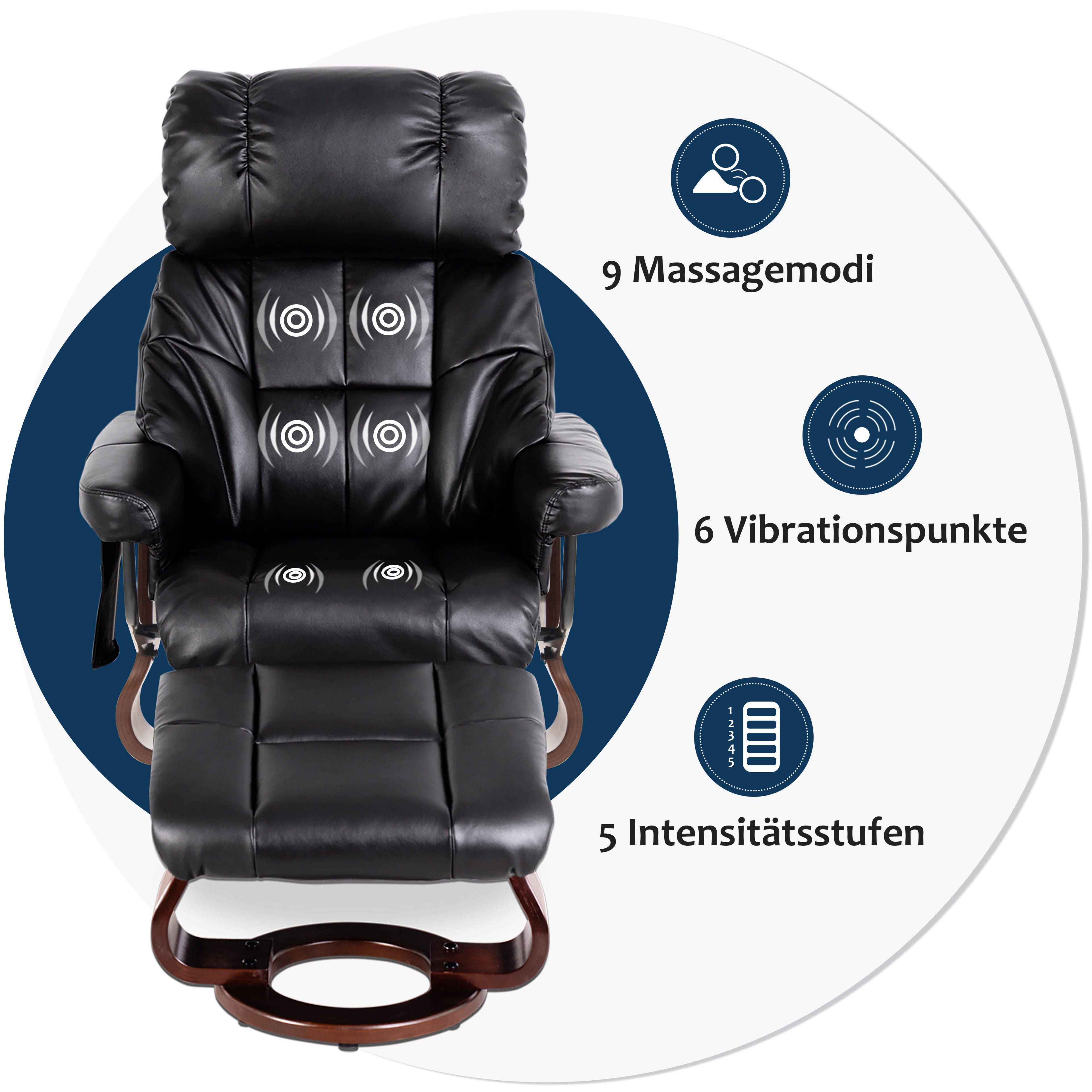 MCombo Poltrona relax con poggiapiedi, poltrona girevole a 360° con funzione reclinabile, moderna poltrona TV con tasca laterale per soggiorno, in ecopelle, 9068