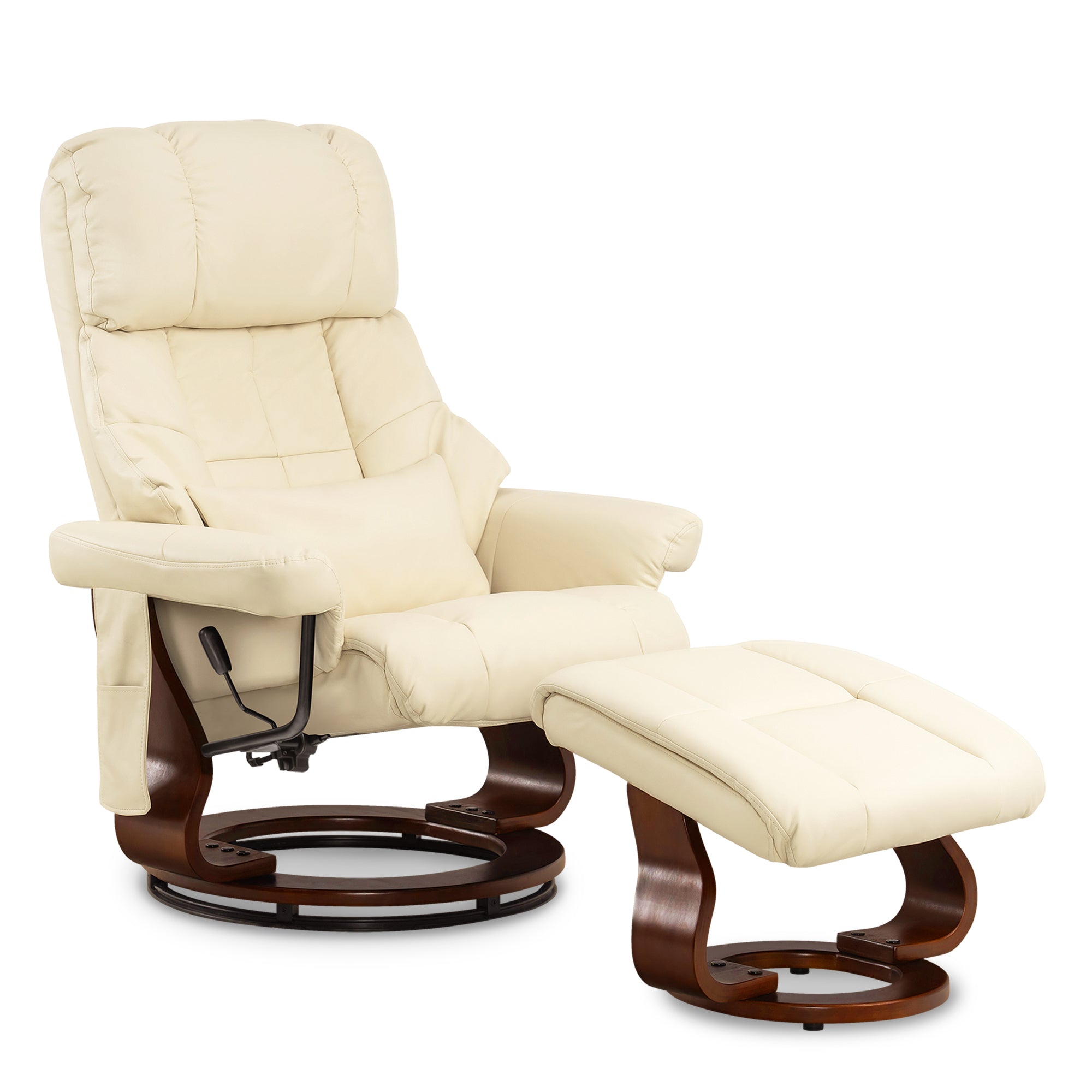 MCombo Poltrona relax con poggiapiedi, poltrona girevole a 360° con funzione reclinabile, moderna poltrona TV con tasca laterale per soggiorno, in ecopelle, 9068