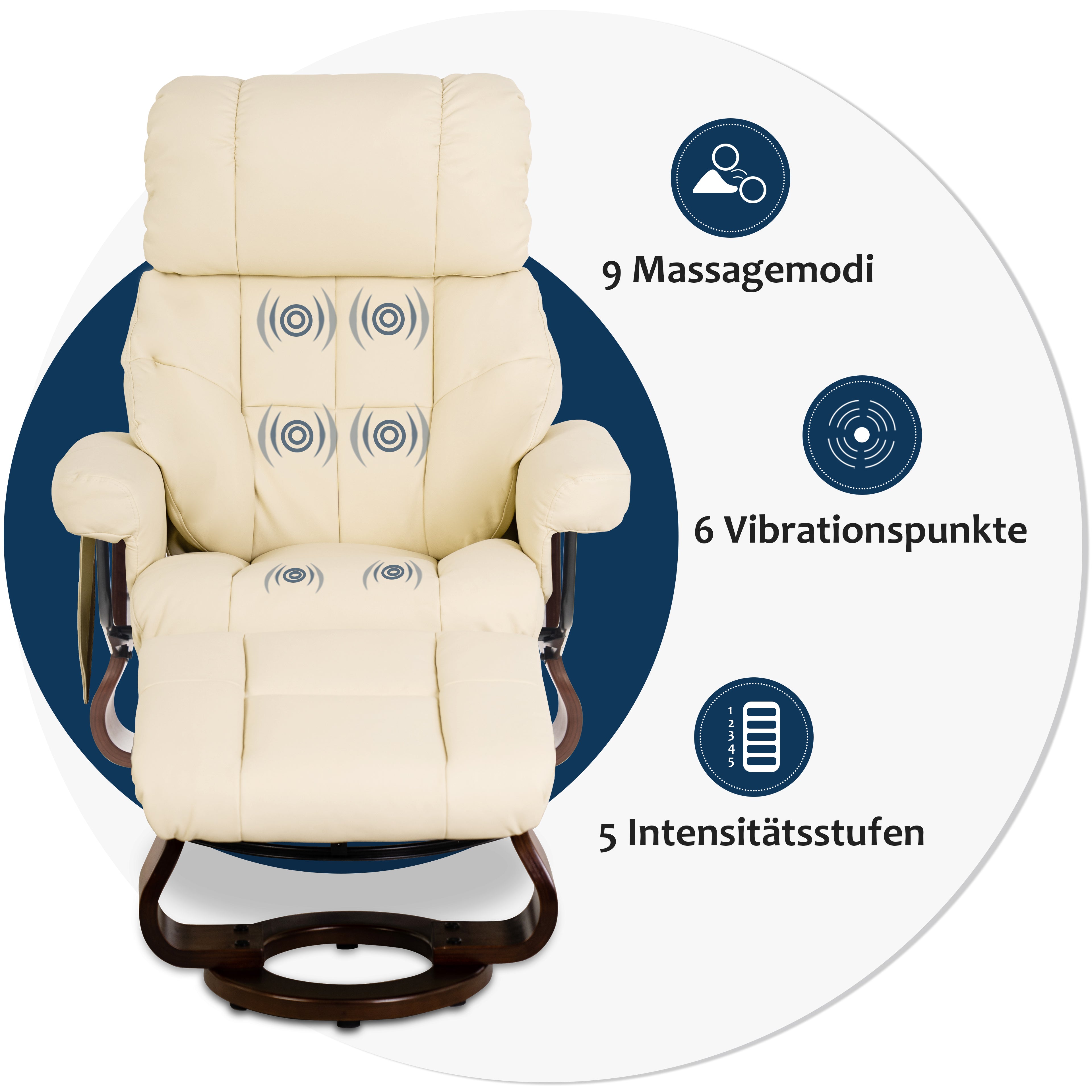 MCombo Poltrona relax con poggiapiedi, poltrona girevole a 360° con funzione reclinabile, moderna poltrona TV con tasca laterale per soggiorno, in ecopelle, 9068