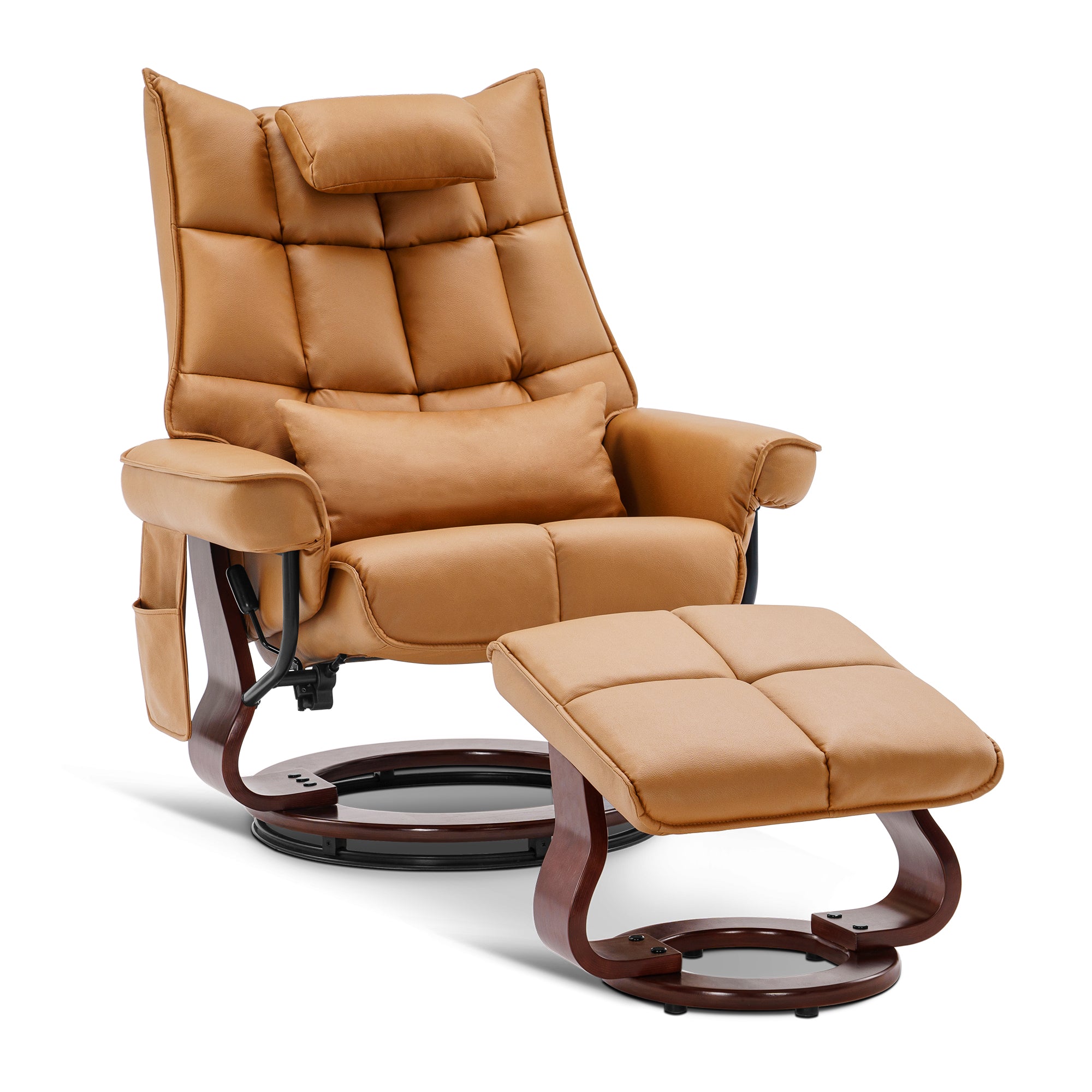 Fauteuil relax MCombo avec repose-pieds 9076, pivotant et inclinable, fauteuil TV moderne pour salon, avec coussin et poche latérale, microfibre/tissu, 140 x 92 x 111 cm