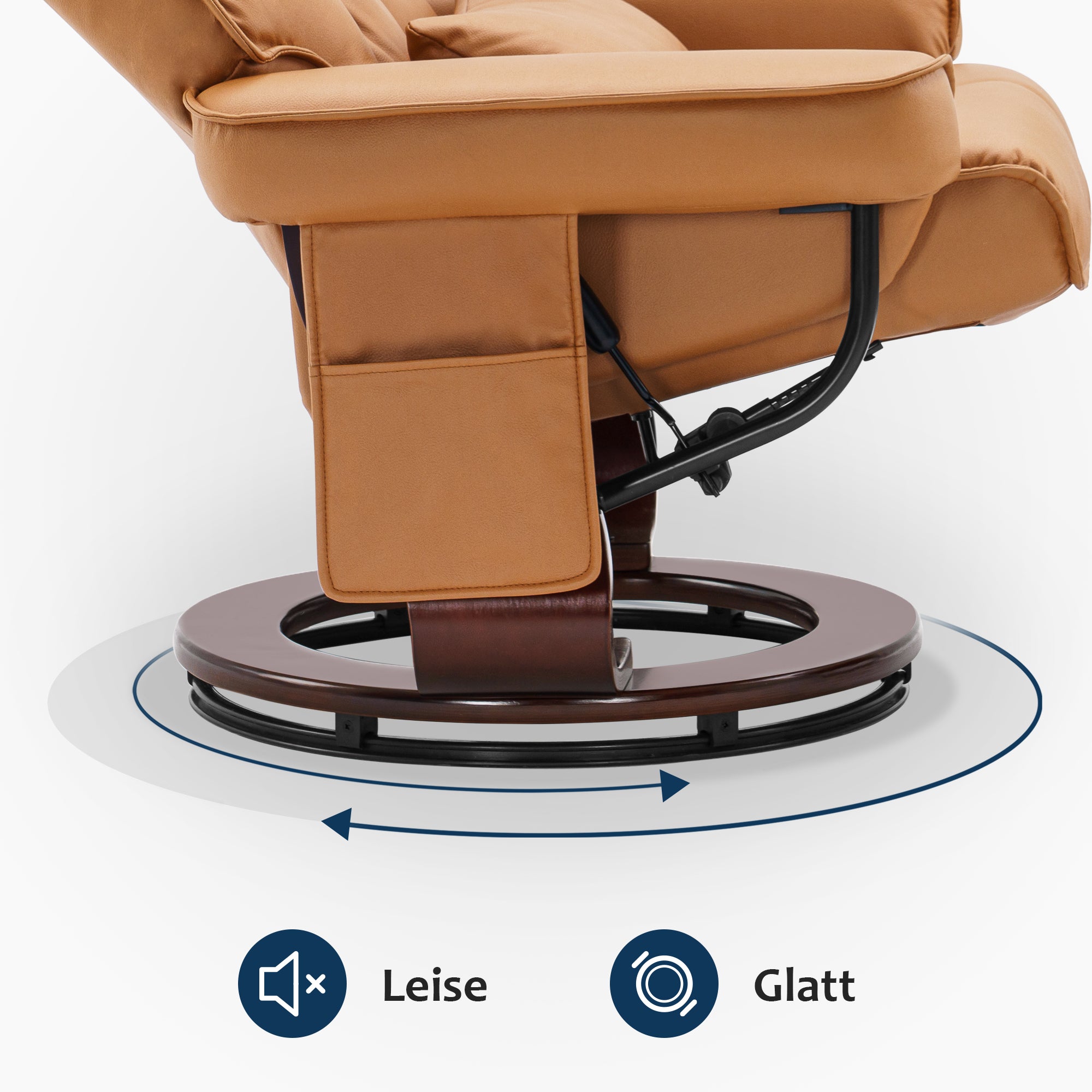 Fauteuil relax MCombo avec repose-pieds 9076, pivotant et inclinable, fauteuil TV moderne pour salon, avec coussin et poche latérale, microfibre/tissu, 140 x 92 x 111 cm