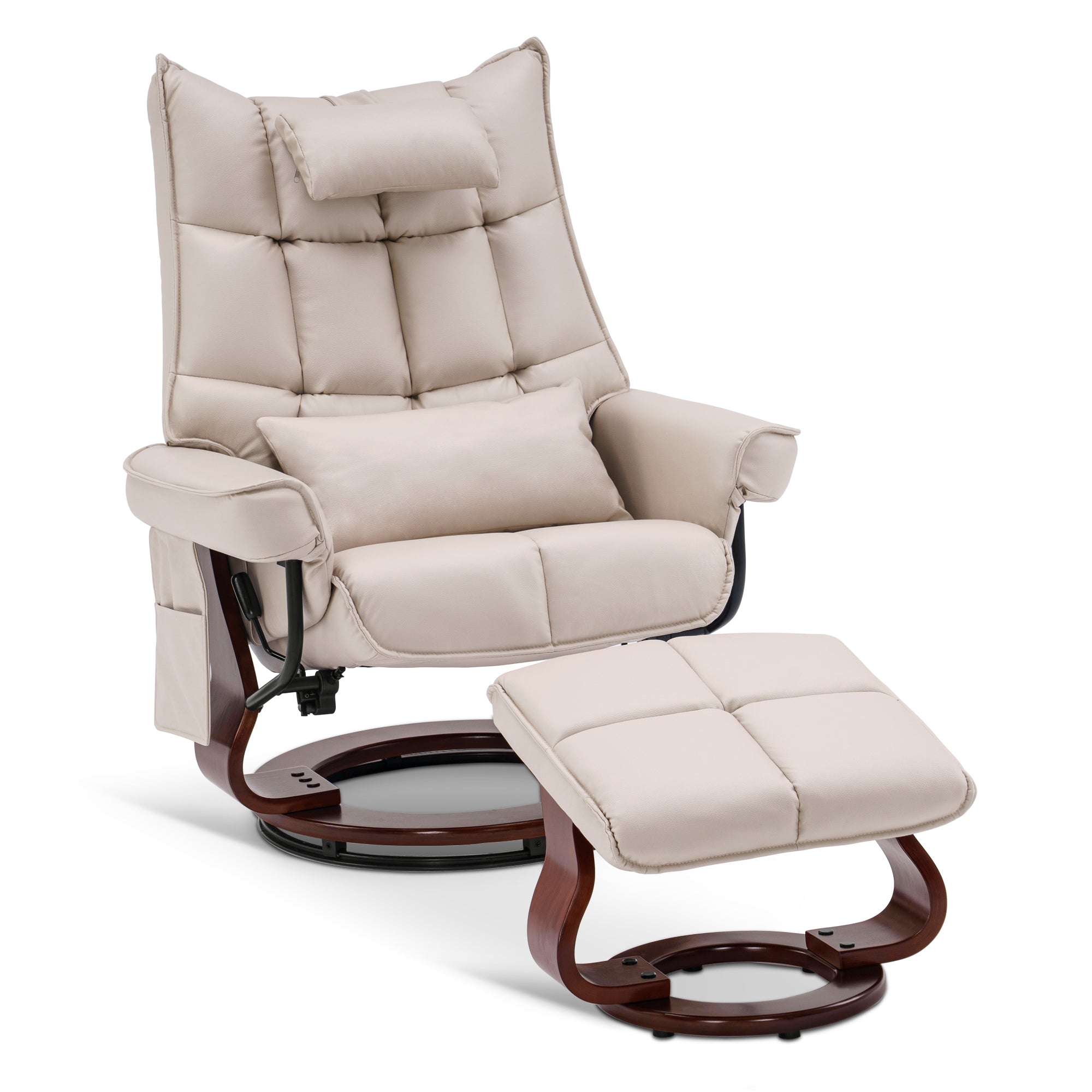 Fauteuil relax MCombo avec repose-pieds 9076, pivotant et inclinable, fauteuil TV moderne pour salon, avec coussin et poche latérale, microfibre/tissu, 140 x 92 x 111 cm
