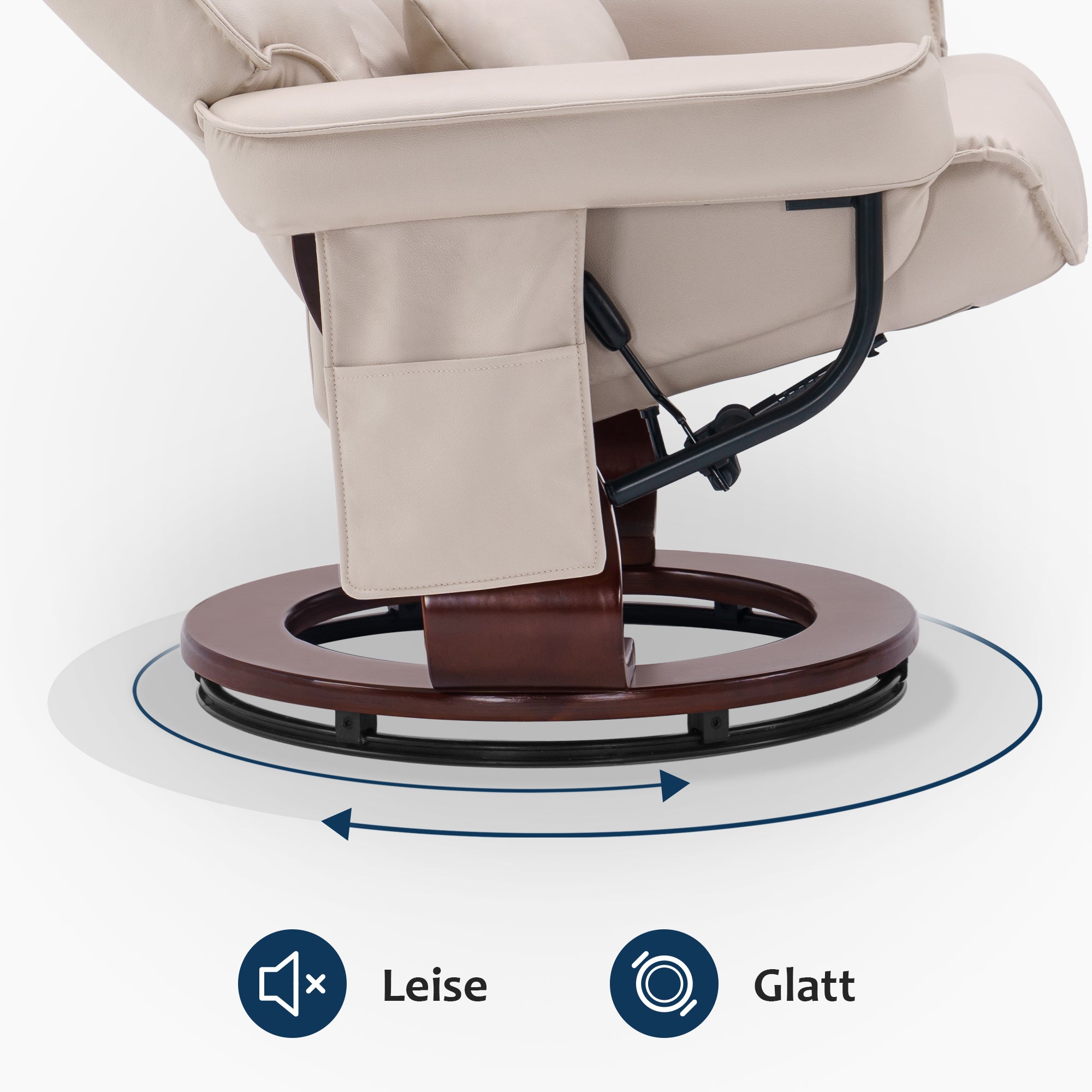 Fauteuil relax MCombo avec repose-pieds 9076, pivotant et inclinable, fauteuil TV moderne pour salon, avec coussin et poche latérale, microfibre/tissu, 140 x 92 x 111 cm