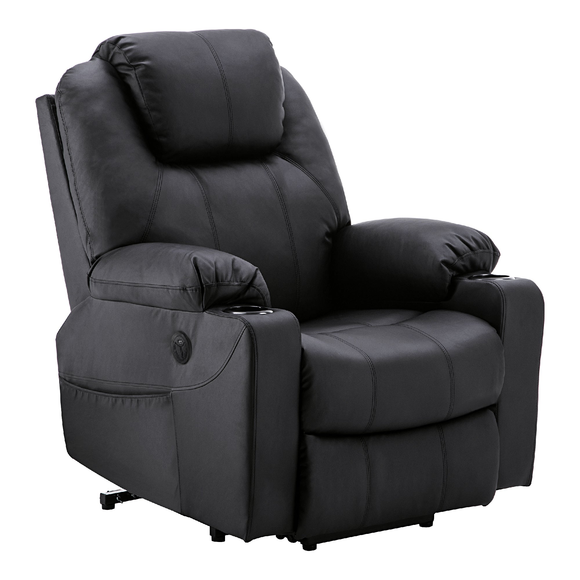 MCombo Poltrona TV elettrica reclinabile con sollevamento assistito, reclinabile fino a 140°, poltrona massaggiante con funzione riscaldante, regolabile tramite pulsanti e telecomando, con porta USB, 7040