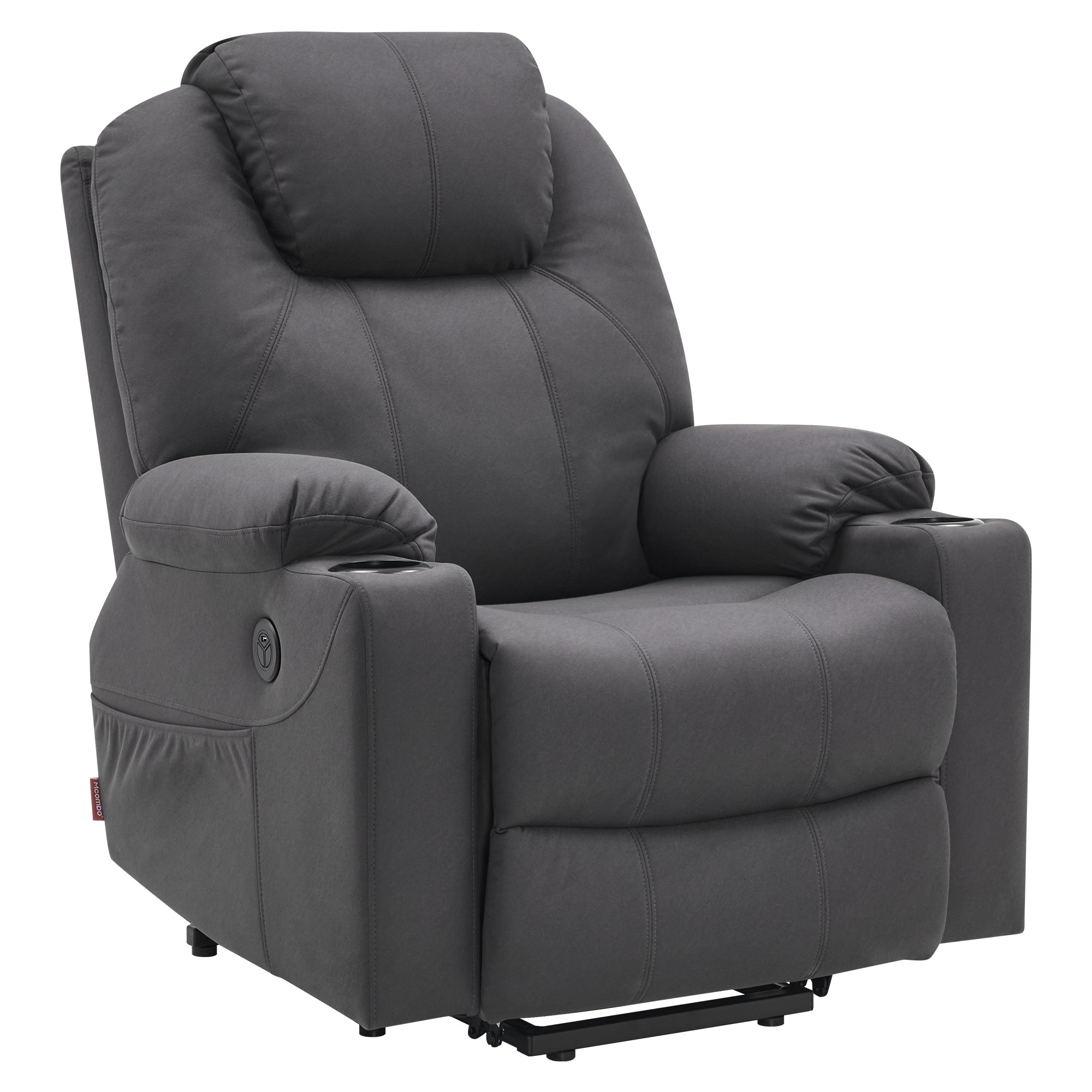 MCombo Poltrona TV elettrica reclinabile con sollevamento assistito, reclinabile fino a 140°, poltrona massaggiante con funzione riscaldante, regolabile tramite pulsanti e telecomando, con porta USB, 7040
