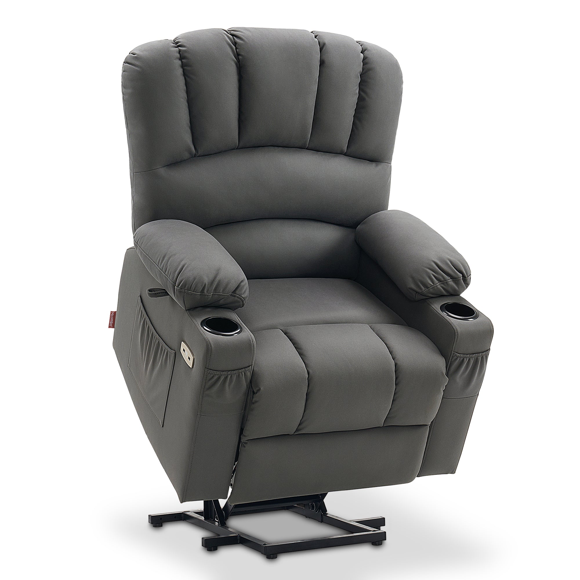 MCombo Poltrona relax con sollevamento assistito e funzione reclinabile 7102, poltrona TV regolabile elettricamente, poltrona TV con funzione massaggio e riscaldamento, per soggiorni per anziani, USB