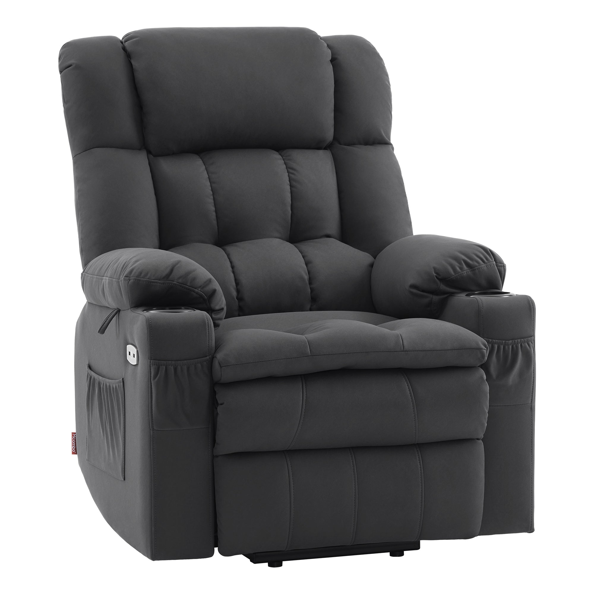 MCombo Poltrona relax elettrica a 3 motori con sistema di sollevamento assistito; schienale, poggiatesta e poggiapiedi regolabili in modo indipendente; inclinazione fino a 165°; cuscino della seduta in schiuma ad alta densità 35D (Modello 7546)
