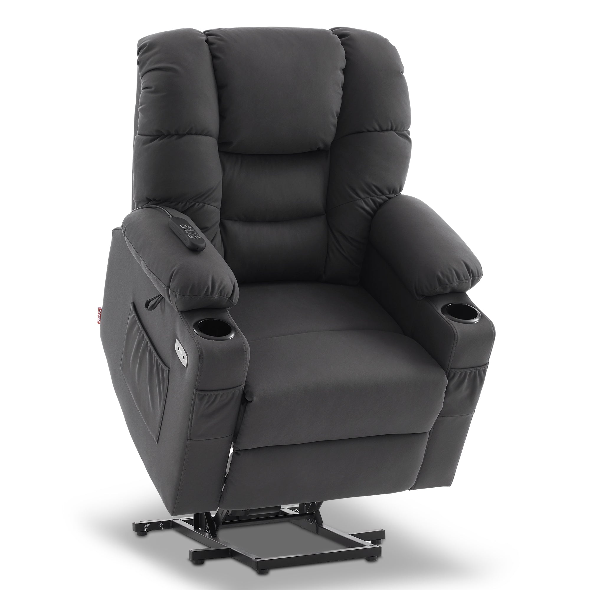 MCombo Poltrona relax elettrica con funzione di sollevamento 7550, dotata di 3 motori a regolazione indipendente, inclinazione fino a 170°, poggiapiedi esteso e porta USB; ideale per il soggiorno di anziani.