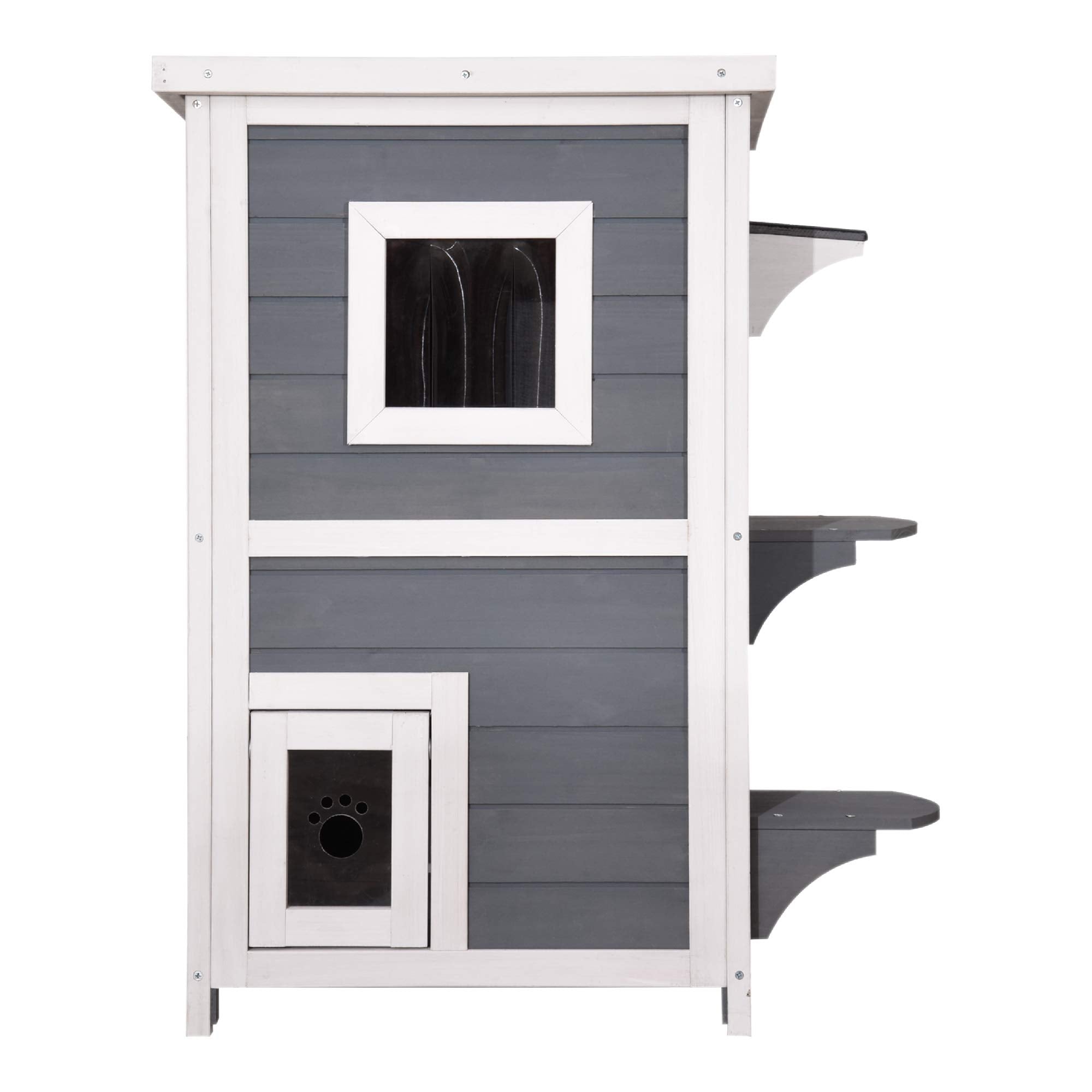 Lovupet kattenhuis kattenvilla kattenhut 2 verdiepingen weerbestendig 0508EY