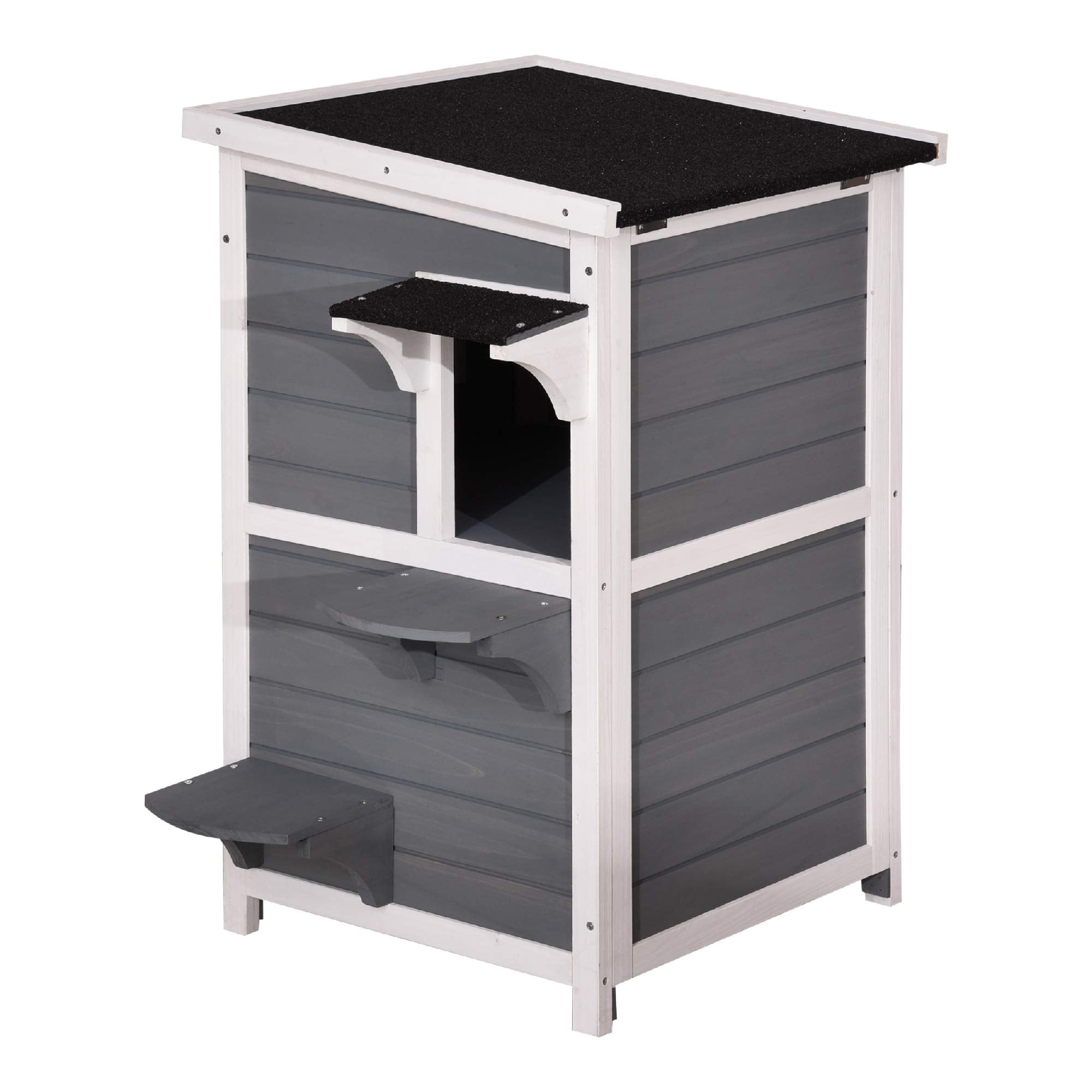 Lovupet kattenhuis kattenvilla kattenhut 2 verdiepingen weerbestendig 0508EY