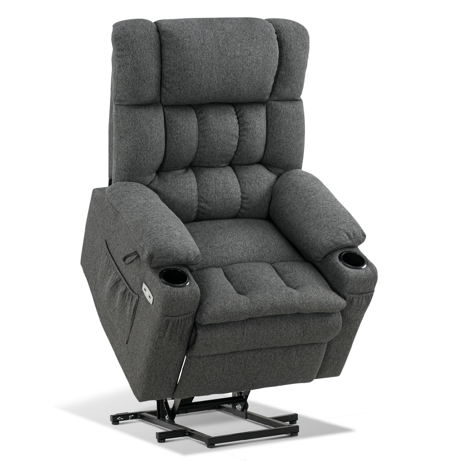 MCombo Poltrona relax elettrica a 3 motori con sistema di sollevamento assistito; schienale, poggiatesta e poggiapiedi regolabili in modo indipendente; inclinazione fino a 165°; cuscino della seduta in schiuma ad alta densità 35D (Modello 7546)
