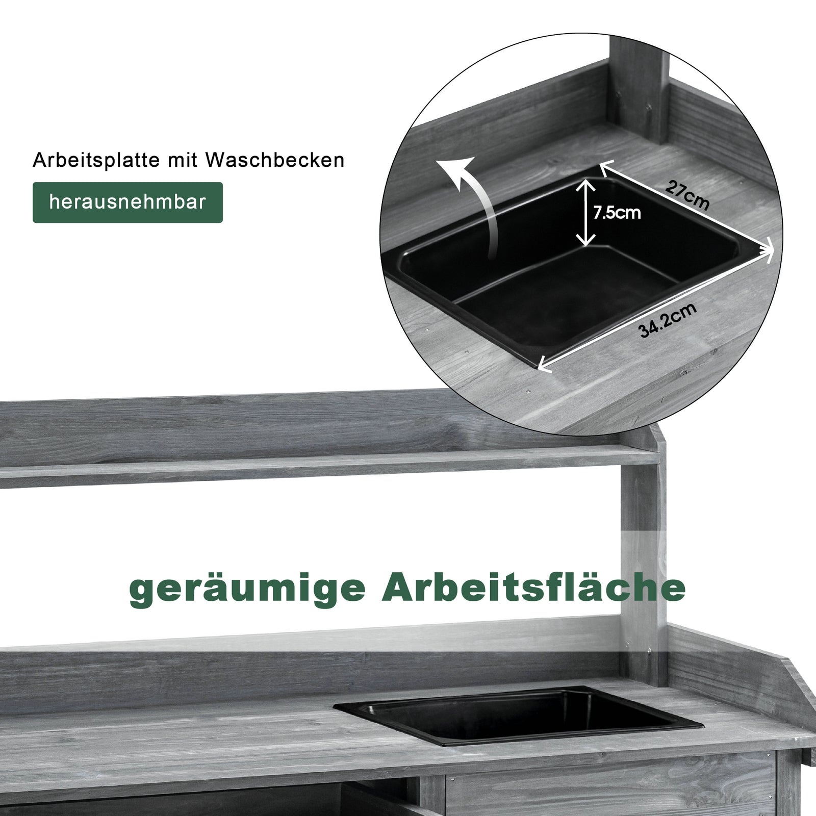 MCombo Planten tafel Tuin tafel Bloem tafel met Wasbak Opbergruimte Hout 0458