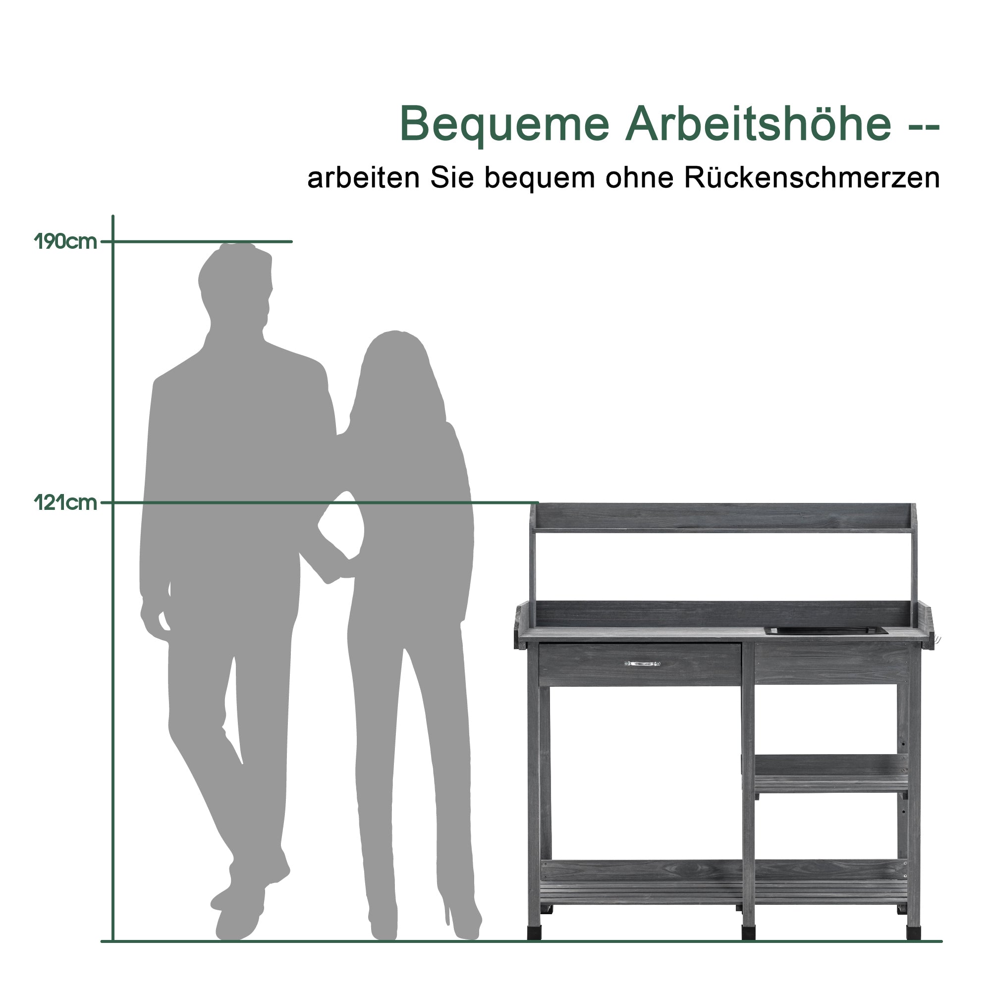 MCombo Planten tafel Tuin tafel Bloem tafel met Wasbak Opbergruimte Hout 0458