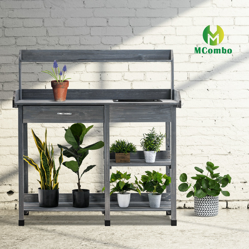 MCombo Planten tafel Tuin tafel Bloem tafel met Wasbak Opbergruimte Hout 0458