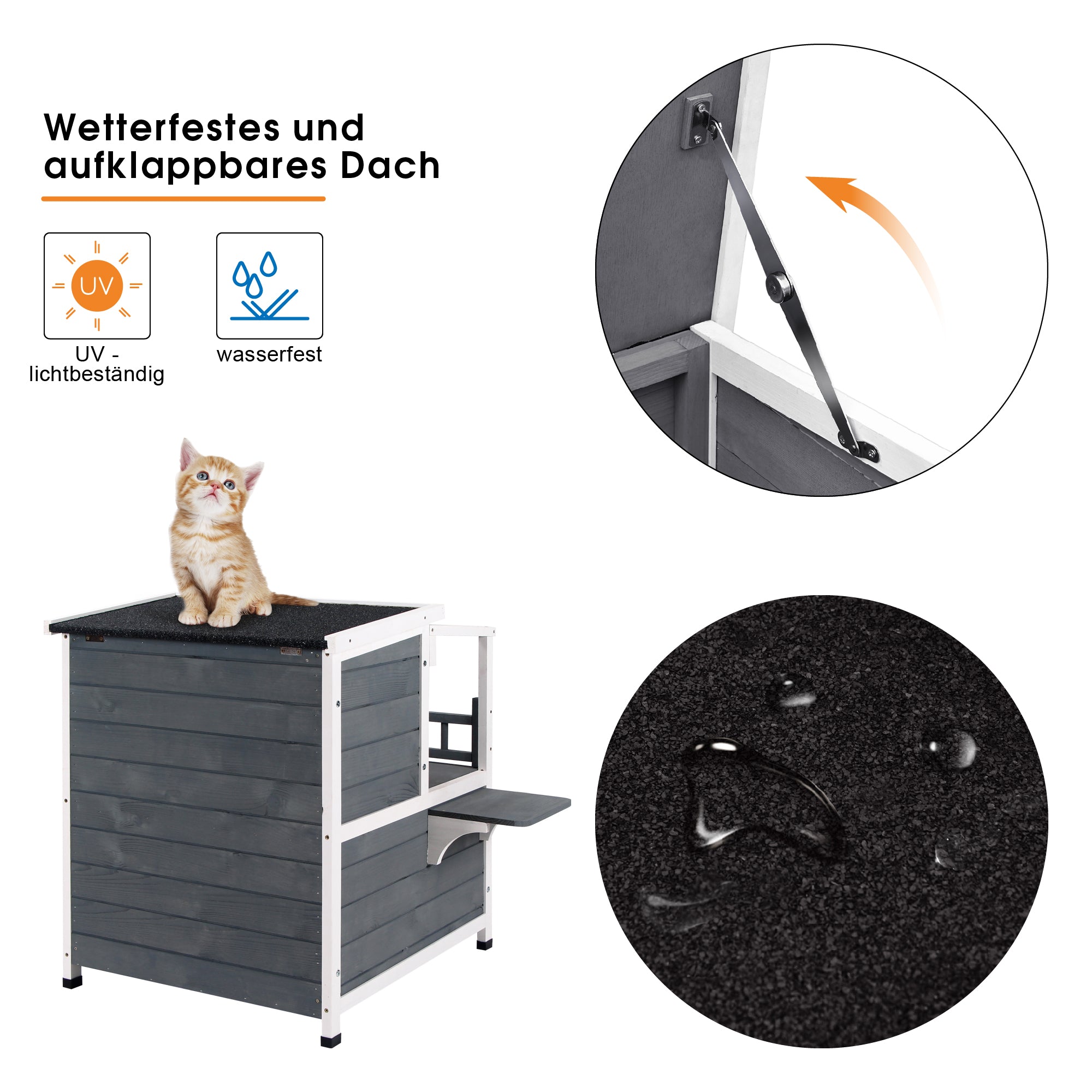 Lovupet kattenhuis kattenvilla kattenhut 2 verdiepingen met terrasdak 0509EY
