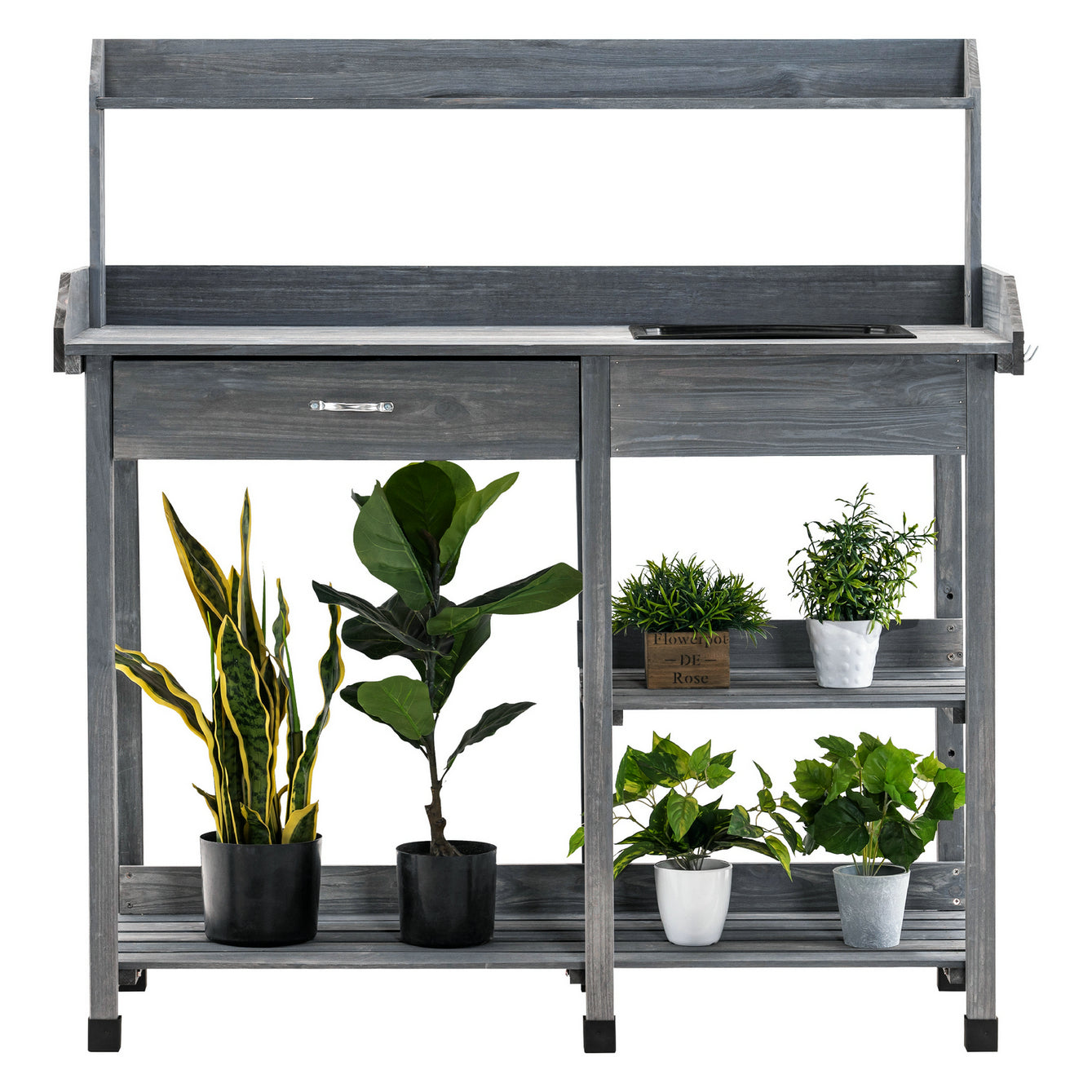 MCombo Planten tafel Tuin tafel Bloem tafel met Wasbak Opbergruimte Hout 0458